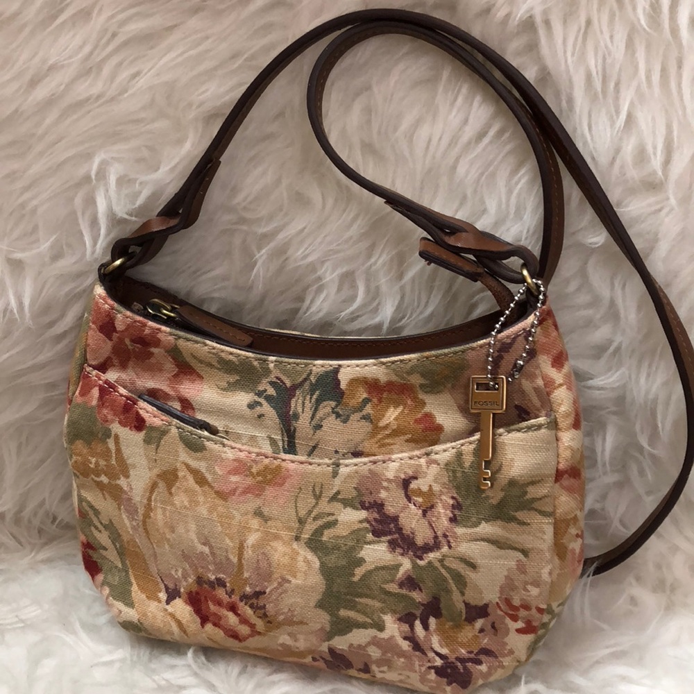 Fossil Canvas Leather Trim Crossbody Bag - Picture 2 of 9
